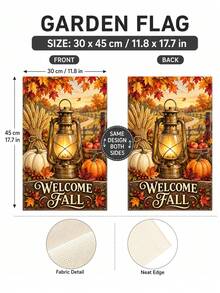 5 Designs Fall Decor Garden Flag Set, Pumpkin Harvest Maple Leaf Sunflower Lantern Welcome Pattern, Rustic Farmhouse Outdoor Yard Flag For Porch Lawn Garden Decoration, Thanksgiving Seasonal Home Decor - A - View 14