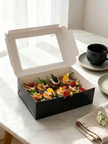1/12pcs Black 12-Cupcake Paper Boxes With Clear View Window & Holder Insert, Foldable Muffin Dessert Gift Box For Home Baking, Birthday, Wedding Party - View 6