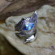 CIREY 1pc Men's Garuda Golden Wing Feather Ring, Inlaid With Topaz Zirconia, Vintage Bold Punk Style Adjustable Finger Ring - Dapeng Golden-winged Bird Feather Ring - View 6