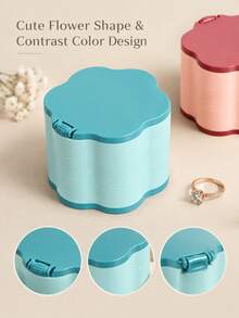 1pc Multi-Layer Rotating Flower Shaped Jewelry Box With Mirror, Multi-Color Plastic Jewelry Storage Box, Divided Storage Box, Suitable For Earring Storage Box, Necklace Bracelet Earring Set, Elegant Dust-Proof Box, Best Gift Choice For Couples, Sisters And Friends - Multicolor - View 9