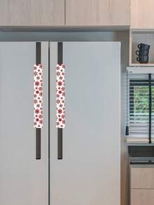 2 Buah Sarung Pelindung Gagang Kulkas Pintu Ganda Motif Kepingan Salju Natal dan Pelindung Anti Debu untuk Gagang Pintu Dekoratif Furnitur - View 2