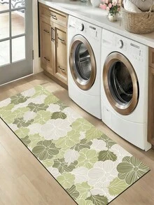 1pc Mori Style Light Green Hand-Painted Floral Diatomaceous Earth Mat, Rubber Non-Slip Bottom Oil-Resistant, 3.5mm Cuttable, Fresh Plant Style, Kitchen Countertop Multi-Scene Absorbent Decorative Pad - Multicolor - View 9