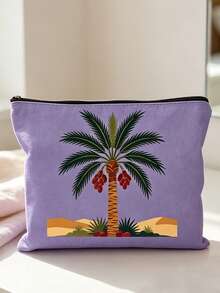 Date Palm Tree Print Makeup Bag, Portable Zipper Cosmetic Pouch, Desert Style Travel Toiletry Storage Bag For Women,Middle Eastern Style,Boho Desert Pattern,Arabic Style, Lightweight, Multi‑Purpose, Gift For Her, Daily Cosmetic Storage - Multicolor - View 11