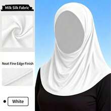 Women's Four-Season Milk Silk Headscarf Hat, Solid Color High Elasticity Long Neck Guard Sun Protection Headwrap Muslim Hijab - Multicolor - View 3
