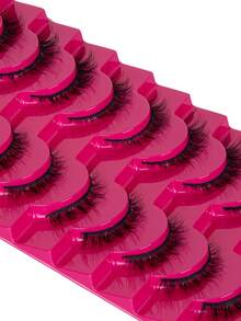 10 Pairs Value Pack Voluminous False Eyelashes, Reusable, Suitable For Beginners, Perfect For Daily Commute And Parties, Versatile For Natural And Makeup Looks, Enhances Eyes And Elevates Elegant, Suitable For Various Eye Shapes - Red - View 2
