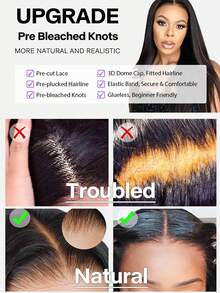 Tinashe Ombre Highlighted Lace Closure Wig Ready To Wear 6x5 Glueless Highlighted Straight Bob Wig 180% Density Human Hair Bleached Knots Pre-Bleached Transparent Lace For Women - SNatural/2/30 - View 10