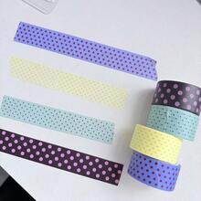 Aesthetic Multi-Color Polka Dot Washi Tape Roll, Cute Dot Pattern Decorative Masking Tape, Removable Self-Adhesive Paper, Suitable For Diary, Notebook, Photo Album Decoration - A - View 6