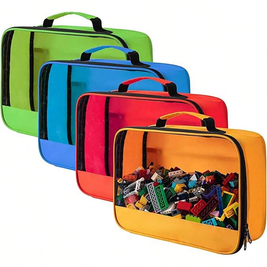 1pc Building Block Storage Bag, Portable Handheld Organizer Bag For Home And Travel, Toy Storage Bag, Building Block Parts Sorting Bag - Multicolor - View 1