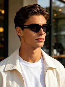 1PC Men's Fashion Glasses New High Quality Vintage Cat Eye Frame With Rivet Detail Niche Design Daily Wear Photo Outdoor Fishing Cycling Use - Multicolor - View 1