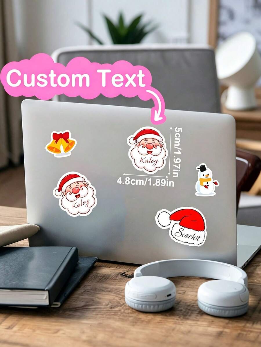 Customized Santa Claus Stickers, Name Stickers, Gift Wrapping Stickers, Candy And Snack Packaging Stickers, Christmas Decoration, Gifts, Suitable For Water Bottles, Computers, Storage Boxes - Multicolor - View 1