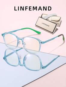 LINFEMAND 1 Pair Minimalist Gradient Translucent Non-Prescription Glasses, Hollow Temple Design, Exquisite & Lightweight, Suitable For Online Classes, Office, Daily Wear, Unisex Minimalist Decorative Frames, Comes With Brand Full Set Exquisite Gift Box - Clear - View 6
