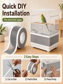 2 Rolls Self-Adhesive PP Bird Cage Mesh Patch, Parrot Cage Food Spill Prevention Strip, Cage Edge Food Protection Mesh, Parrot Anti-Splash Anti-Escape Protection Net, Customizable Size - View 5
