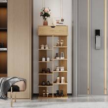 Modern Multifunctional Shoe Cabinet With Open Shelf, 1 Drawer, And 10 Storage Compartments. Shoe Cabinet For Entryway, Wood Color, 55*33*133. - 1 - View 8