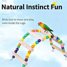 Parrot Chew Toy, Tiger Striped Small Bird Stand, Cockatiel Parrot Grinding Perch, Climbing Chewing Toy, Bird Cage Accessory, Peony - Multicolor - View 3