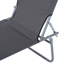 Foldable Garden Chair With Grey Parasol 187 X 58 X 36 For Beach And Terrace On-Site - Grey + Metal - View 6