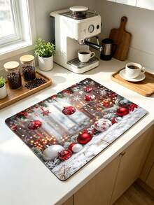 1PC Christmas Element Welcome Mat, Diatomite Absorbent Small Rug, Non‑Slip Floor Mat For Stove Coffee Machine Water Bar Counter, Christmas Halloween Home Decor, Indoor Outdoor Doormat For Front Door Kitchen Area - Multicolor - View 12