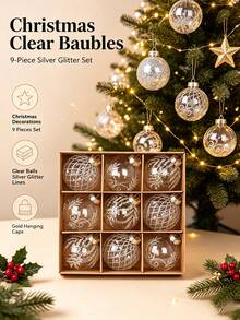 6pcs/9pcs Clear Plastic Christmas Ball Ornaments, Champagne Ball Shape, Suitable For Christmas Tree Decoration - Shatterproof, Suitable For Holiday, Wedding Party, Home Decor, Christmas Decor, Room Decor, Winter Christmas Decor, Home Christmas Gift, Christmas Decoration - Multicolor - View 21