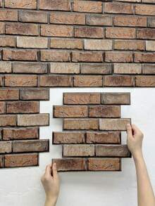 1/10/20pcs Self-Adhesive Red Brick Texture Wallpaper, Peel And Stick Waterproof 3D Wall Sticker, Removable, Suitable For Living Room, Bedroom, Balcony, Coffee Shop, Home Decor, Rental Friendly, Easy DIY, Halloween, Thanksgiving - Faux Red Brick - View 2