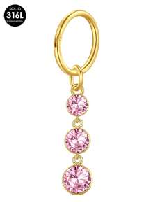 CIZME 1pc Belly Button Rings 14G Gold Plated Clicker Belly Rings For Women,Dangle Cubic Zirconia Navel Piercing Stainless Steel Belly Piercing Jewelry - Multicolor - View 4