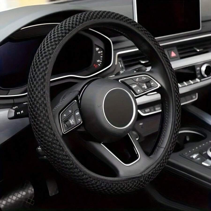Sarung Setir Mobil Berbahan Jala Bernapas dengan Tonjolan Pijat, Bahan Poliester Empuk dan Elastis, Cocok untuk Setir Ukuran 14,5-15 Inci, Aksesori Interior Mobil - MultiWarna - View 1