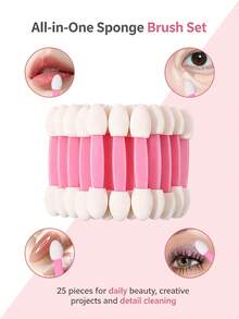25PCS Nail Art Sponge Magic Wand Double-Ended Sponge Brush Gradient Nail Art Brush Hand Clip Rhinestone Brush - Pink - View 5