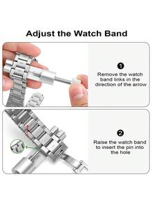6pcs Watch Band Repair Tool Set, Professional Watch Band Removal Tool, Watch Band Accessories, Watch Accessories, Professional Watch Pin Removal Set, Watch Band Length Adjuster, Watch Chain Removal Tool, Watch Band Pin Removal Tool, Practical Watch Repair Tool Set, Compatible With Most Traditional And Smart Watch Bands, Durable Metal Watch Repair Tool, High-Quality Gift For Professional Watchmakers Or Watch Enthusiasts - Silver - View 8