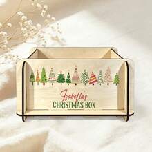 Colorful Christmas Tree Shaped Wooden Storage Box, Open Design For Easy Access, Christmas Themed Desktop Organizer Box, Suitable For Christmas, Halloween And Thanksgiving Holiday Celebrations - Multicolor - View 5