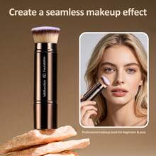 BS-MALL Double-Ended Telescopic Travel Foundation Brush Lightweight Professional Portable - Brown - View 5