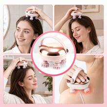 Hailicare Electric Scalp Massager 360° Rotating Kneading Massage Brush, Full Body Massage Device Suitable For Head, Neck, Shoulder, Arm, Waist And Leg, Red Light, Waterproof, USB Rechargeable - Rose Gold - View 3