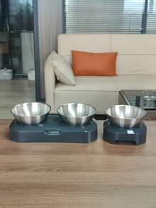 1pc Durable Pet Food Bowl, Grey Base, Easy To Clean Single-Compartment Feeding Bowl, Suitable For Dogs, Cats And Rabbits, Indoor Food And Water Bowl - 450ml - View 11