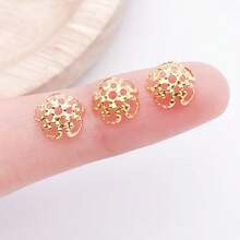 100pcs 8-9mm Anti-Oxidation 18K Gold Plated Hollow Five-Petal Bead Caps, Suitable For DIY Handmade Bracelets, Spacer Beads And Beaded Flower Holders - One Size Fits All - View 9