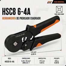 Kit de herramientas para crimpar cables + 2228 accesorios, herramienta manual HSC8 6-4A para crimpar cables, abrazaderas tubulares, terminales de cable, manguitos, kit de conectores, alicates de crimpado tubular, manguitos para extremos de cables. - Negro - Ver 2