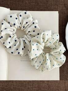 1pc Textured Fabric Small Polka Dot Milky Scrunchie Salty Girl Temperament Ponytail Hair Tie New Style - Multicolor - View 4