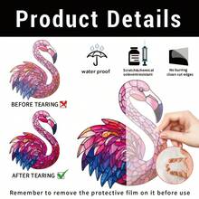 Stained Glass Mosaic Flamingo Acrylic Keychain,Iron Split Rings,Pink Tropical Bird Bag Charm,Creative Keepsake Gift For Animal Lovers,Friends & Family - Keychain - View 8