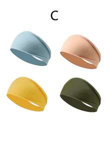 4pcs Women's Non-Slip Headbands, Girls Elastic Headbands, Running Headbands, Sweat-Absorbing Yoga Headbands - Multicolor - View 10