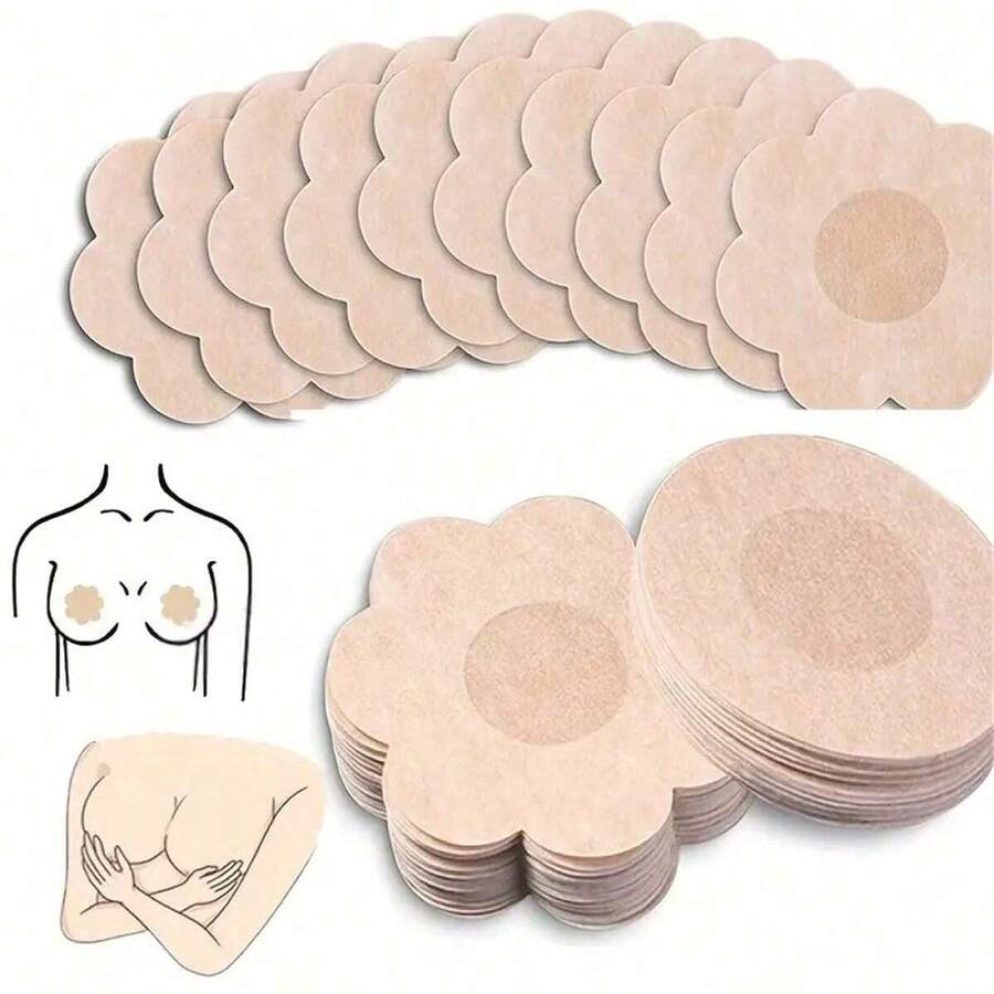 100pcs/10pcs Disposable Seamless Breathable Self-Adhesive Invisible Bra Pads, Lingerie Accessories, Wedding Accessories - Yellow - View 1