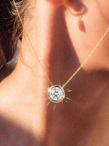 1pc Round Necklace, Suitable For Daily Wear And Party, Exquisite Jewelry Gift - Round Necklace - View 2