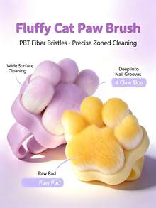 ART LALIC 1/5Pcs Cat Paw Nail Dust Brush, Finger Ring Wearable Manicure Cleaning Brush, Dense Soft Bristles Nail Prep Tool Dust Removal - Multicolor - View 2
