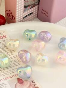 10/20pcs Acrylic Glitter Heart Beads 22mm For DIY Handmade Keychain Phone Chain Pendant Decoration - Fine Glitter Heart - View 1