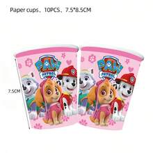 Pink Paw Patrol Theme Banner, Hanging Decor, Disposable Tableware Set, Napkins, Paper Plates, Paper Cups, Tablecloth, Birthday Party Tableware Decoration Supplies - Multicolor - View 6