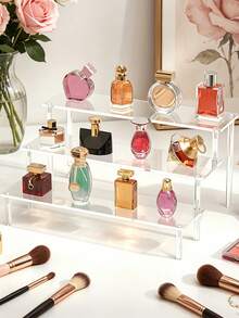1pc Acrylic Cosmetic Storage Box, Multi-Layer Transparent Display Rack, Suitable For Perfume, Skincare, Makeup, Ideal For Vacation Beach, Bathroom Storage, Bedroom Storage. - Multicolor - View 1