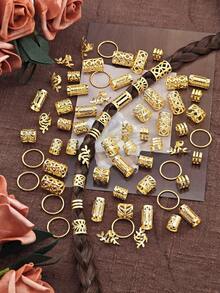 210件套合金髮夾髮圈髮飾 適用編髮髮型 可調節金屬編髮配件 - 金色 - 查看 3