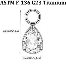 1PC G23 Pure Titanium Differdent CZ Star Heart Charm For Ear Lobe Dangle Hinger Lip Hoop Huggie Earrings Daith Flower Shaped Chain Pendant Accessory - Titanium Color - View 17