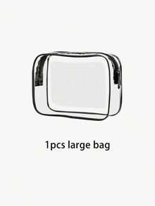 3-Piece Set Neutral Transparent PVC Travel Makeup Bag Set, Lightweight Multi-Color Zipper Makeup Storage Bag, Pink, Black, White And Rose Red, Suitable For Vacation, Carrying, Bathroom And Daily Use Toiletries And Accessories Storage - Black - View 13