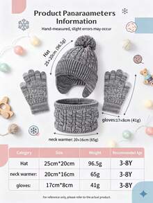 1 Set Of 5-Color Two-Tone Knit Set: Winter 2-6 Years Old Children's Double-Yarn Warm Knit Hat With Thick Fleece Lining, Suitable For Cold Winter - Multicolor - View 12