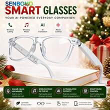 SENBONO AI Smart Glasses, Equipped With Multilingual Translation Applications, Wireless Music, Voice Calls, Music Playback, And Integrated AI Assistant Functions, Compatible With Smartphones, Suitable For Travel/Cycling, Christmas/Halloween Gifts - View 3