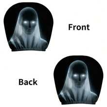 2pcs Halloween Scary Ghost Bride Car Headrest Covers, Thrilling Phantom Style Headrest Towels, Halloween Holiday Party Car Interior Decoration - Black - View 6