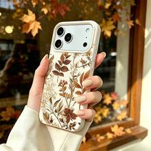 1pc TPU Material Autumn Vintage Floral & Leaf Pattern Phone Case Compatible With IPhone 17 Pro Max/17/16 Pro Max/15/13/12/11/ S20 FE/A15/S24/A55/ Note 11/Note 12/Note 13 Pro Full Coverage Anti-Drop Soft Protective Cover - White - View 4