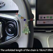 1pc Christmas Tree Car Steering Wheel Hanging Chain, Colorful Crystal Beads Paired With Transparent Glass Christmas Tree Pendant, Exquisite And Compact, Strong Glossy Feel, Fresh Healing Style Car Interior Decoration Ornament, Full Festive Atmosphere, Personalized Creative Car Accessory, Suitable For Personal Use Or Gift Giving - A - View 6