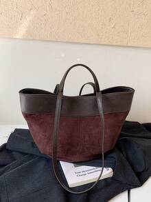 New Fashion Matte Leather Handbag With Magnetic Closure, Women's Tote Bag, Shoulder Bag, Crossbody Bag For Shopping And Commuting - Coffee - View 1